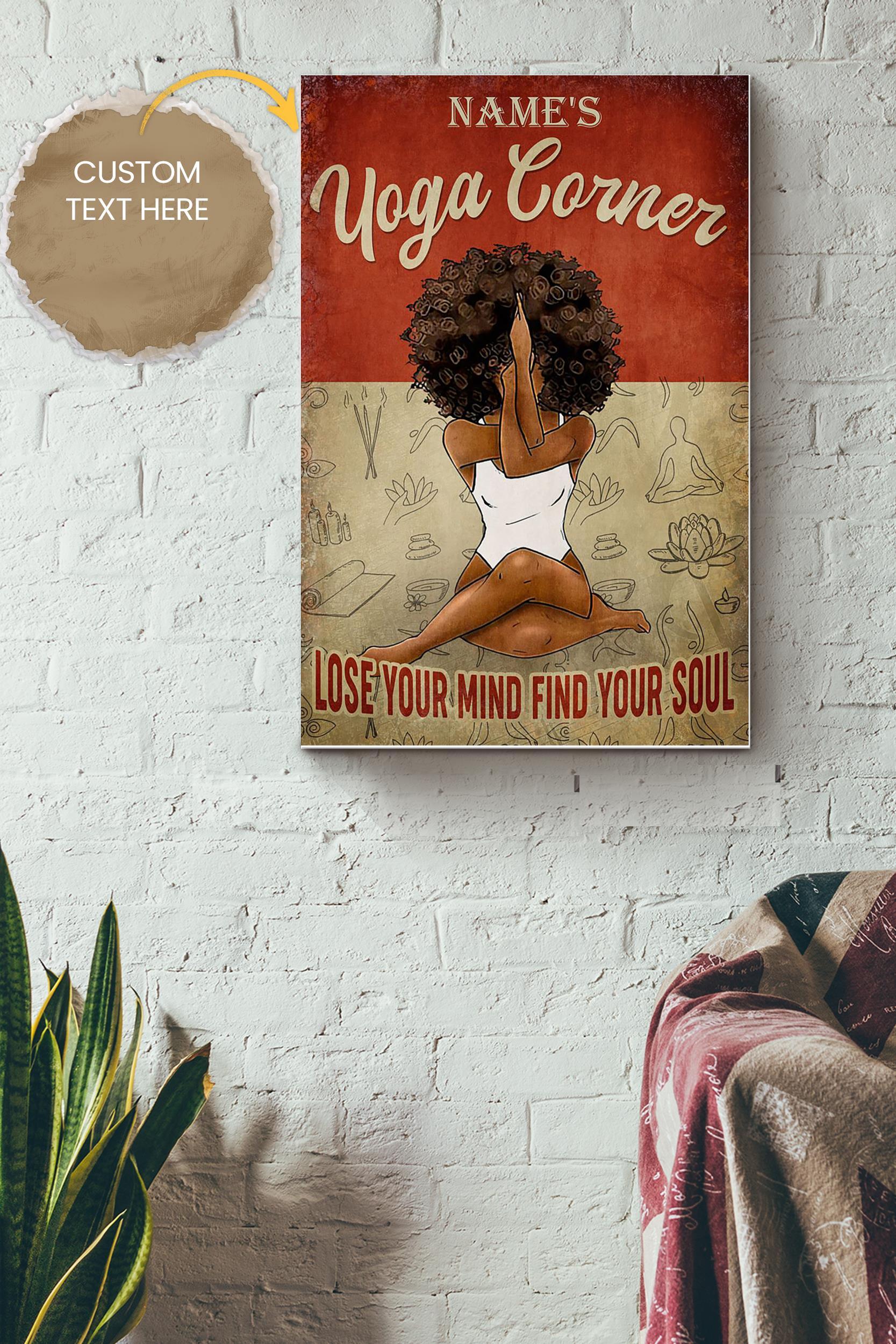 Yoga Corner Personalized Poster – Women Wall Art – Gift For African Woman Home Decor Yoga Lover Poster