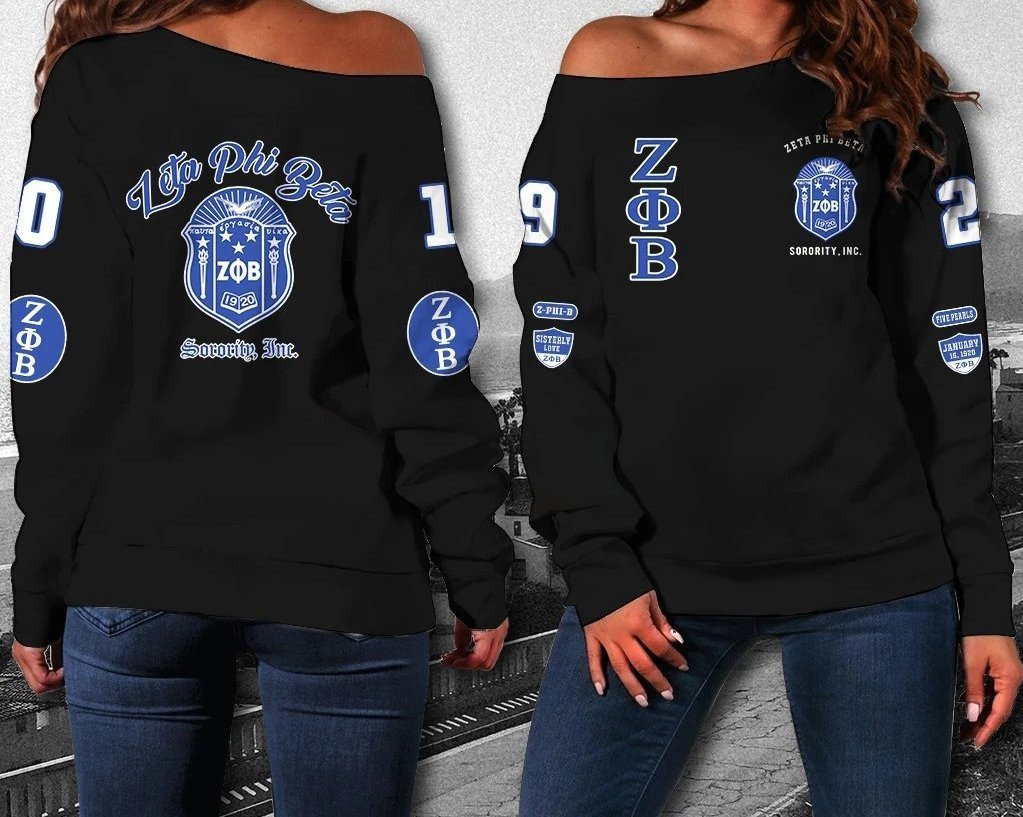 Sorority Sweatshirt – Z-Phi-B Zeta Phi Beta Sorority Inc Women Off Shoulder