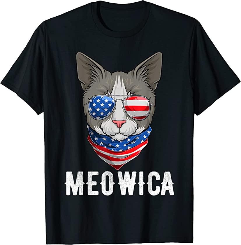 USA Cat 4th of July Kitten American Flag T-Shirt