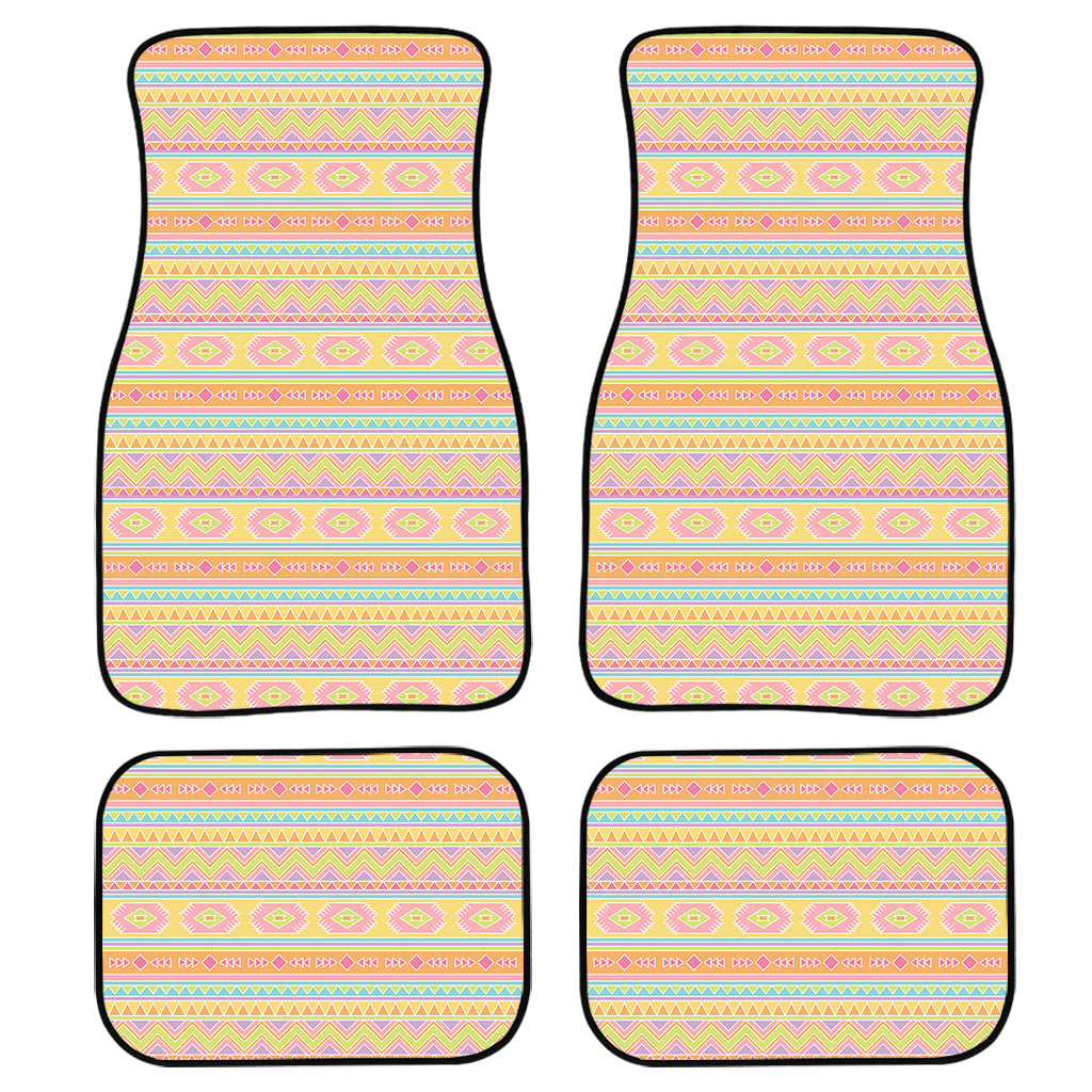 Pastel Aztec Tribal Pattern Print Front And Back Car Floor Mats, Front Car Mat