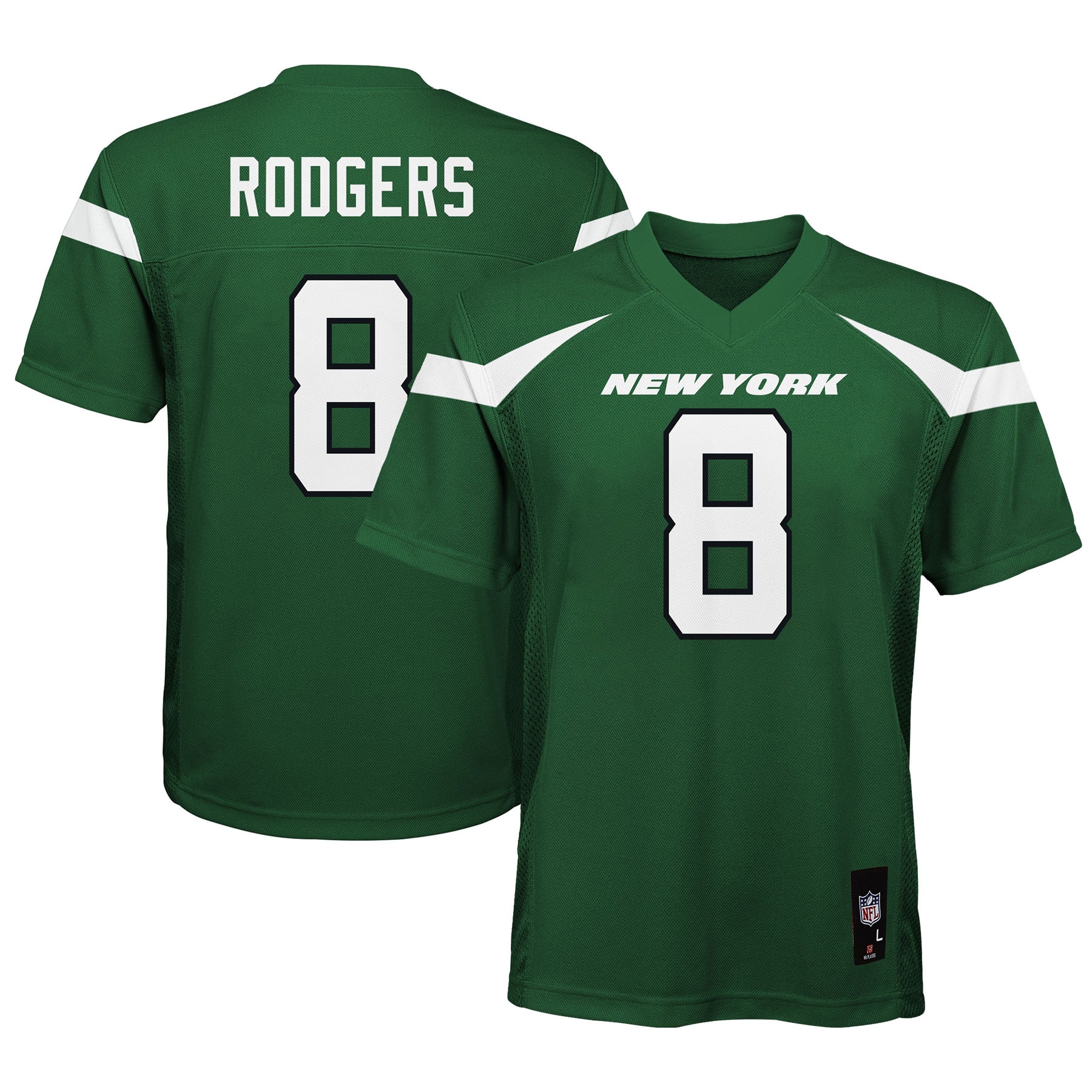 Aaron Rodgers New York Jets Youth Replica Player Jersey – Gotham Green