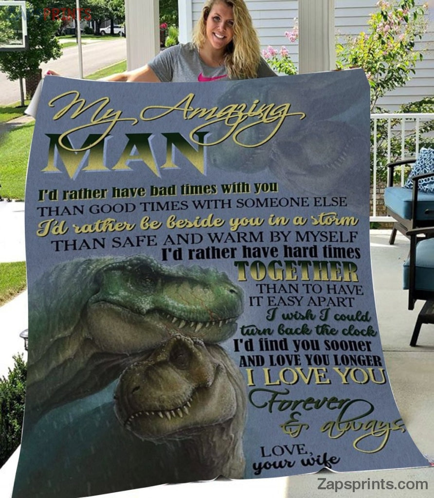 Gift For Husband – To My  Husband – Dinosaur – My Amazing Man – Wife Gift To Husband – Blanket