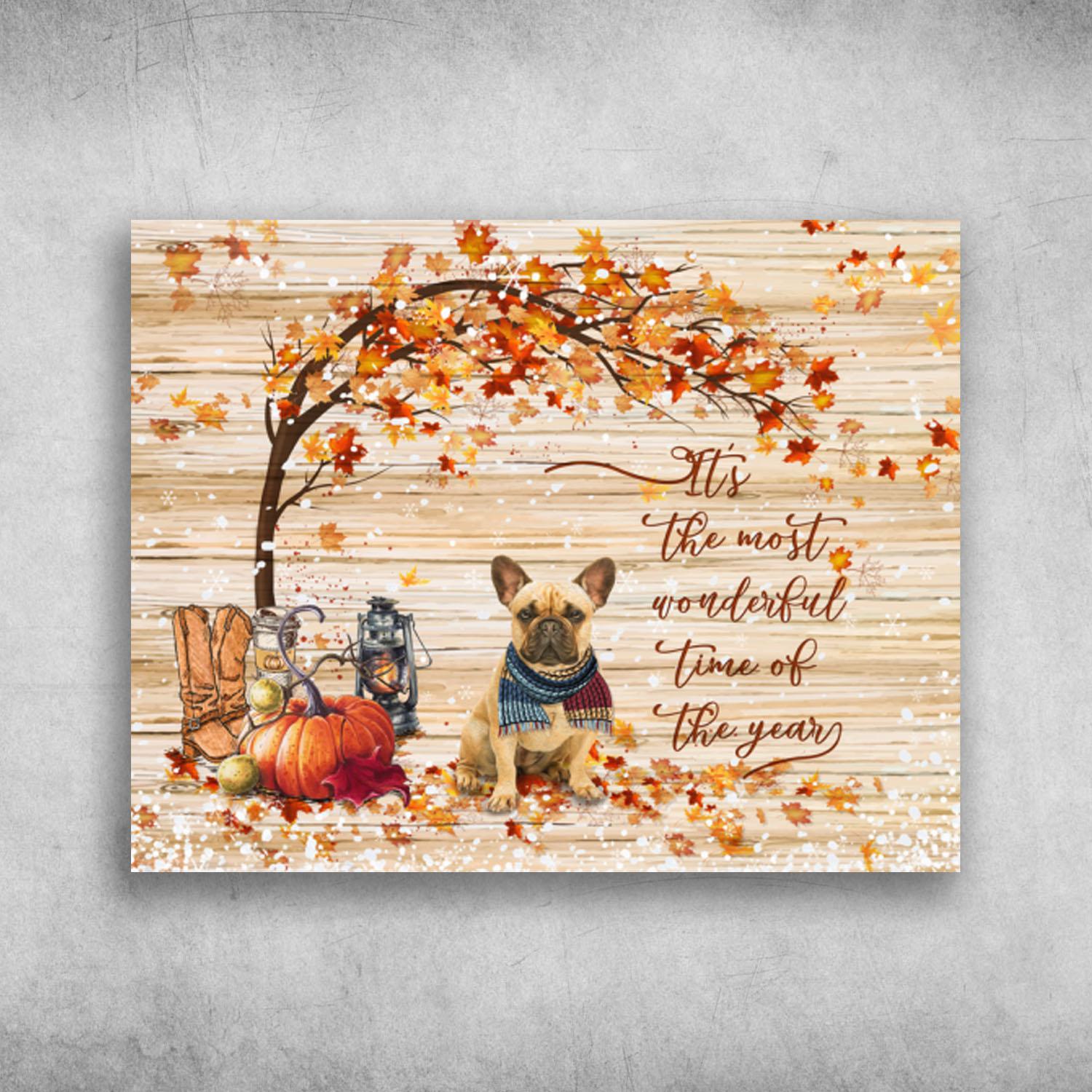 It’S The Most Wonderful Time Of The Year French Bulldog Dog Poster Print, Canvas Print, Canvas Wall Art, Canvas And Poster Wall Decor