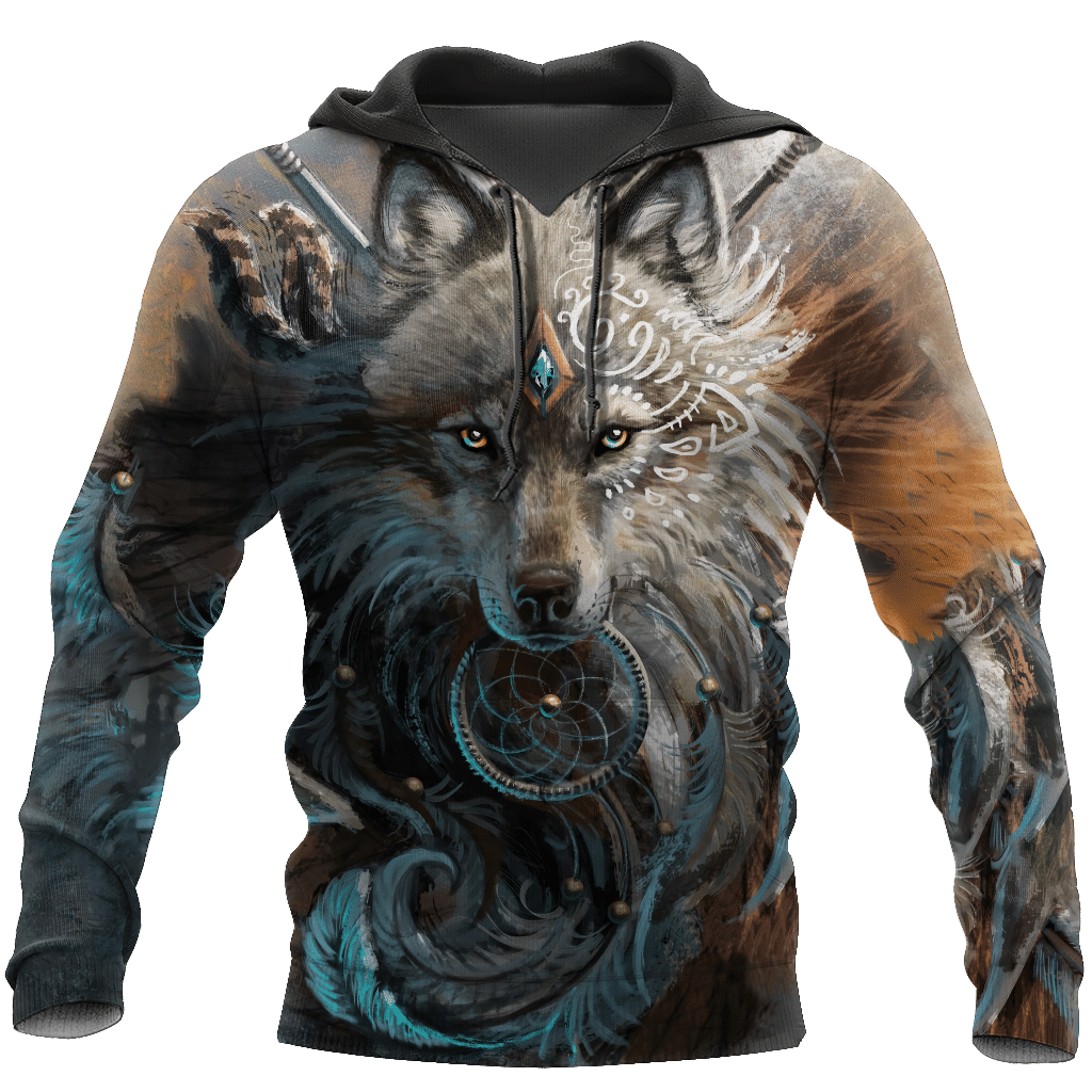 The Wolf Spirit Animal Symbol Native American 3D All Over Printed Hoodie