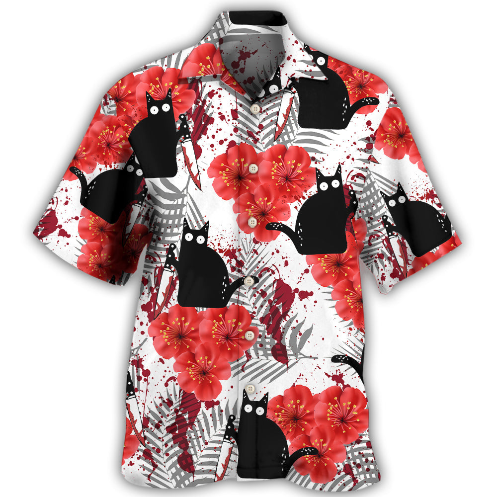 Black Cat Blood Stains Hawaii Shirt Ha16704