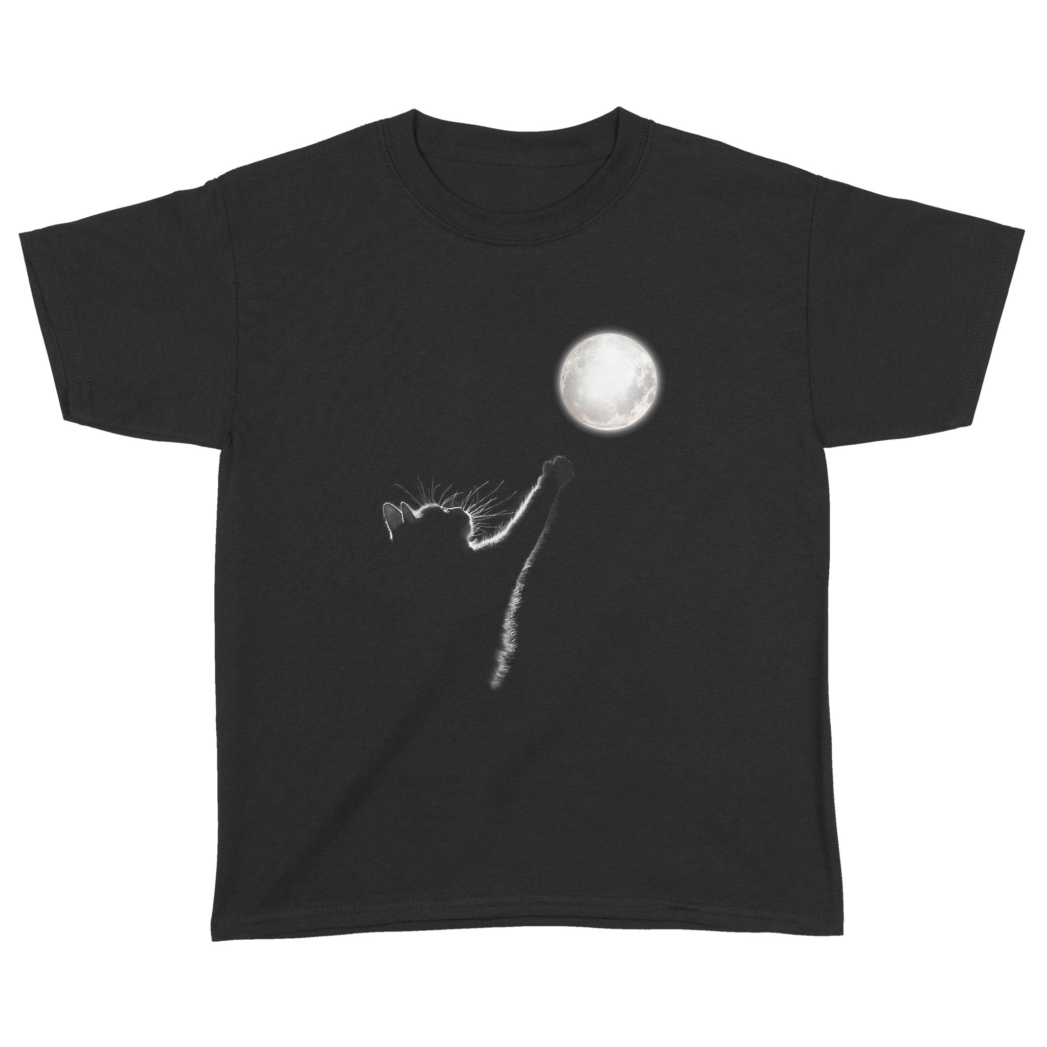 Cat Silhouette Reaching For The Moon For Cat Lover – Standard Youth T-Shirt