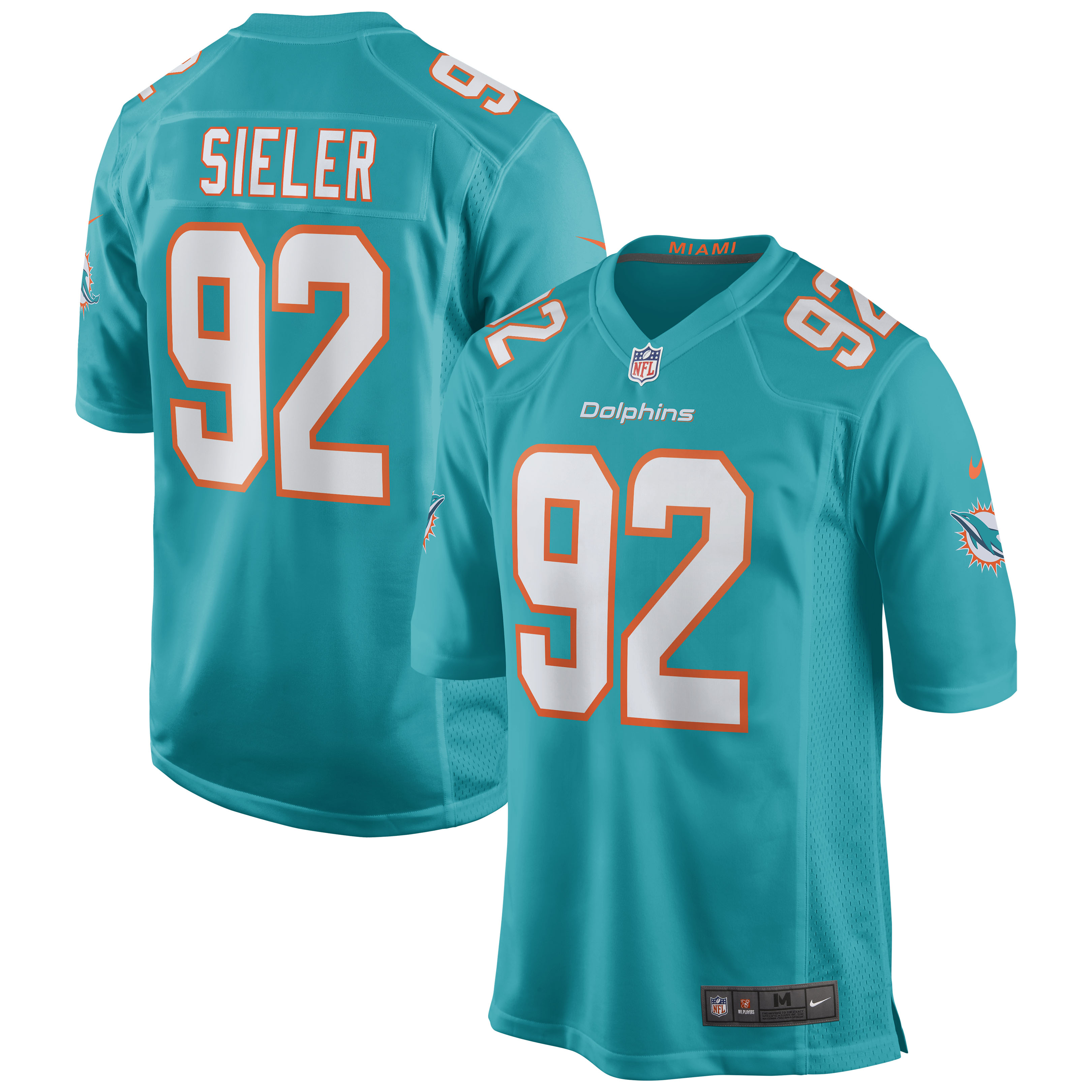 Men’s Miami Dolphins Zach Sieler Aqua Game Jersey