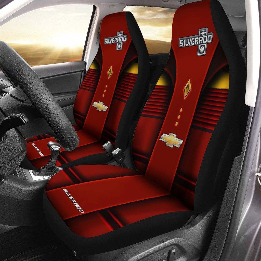 Chevrolet Silverado Pvt -Ht Car Seat Cover (Set Of 2) Ver 1 (Red)