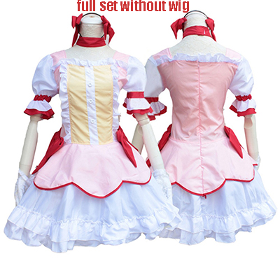 6pcs/Set Anime New Hot Puella Magi Madoka Magica Madoka Kaname Cosplay Costume Halloween Party Dress Clothing Headwear Wig alx