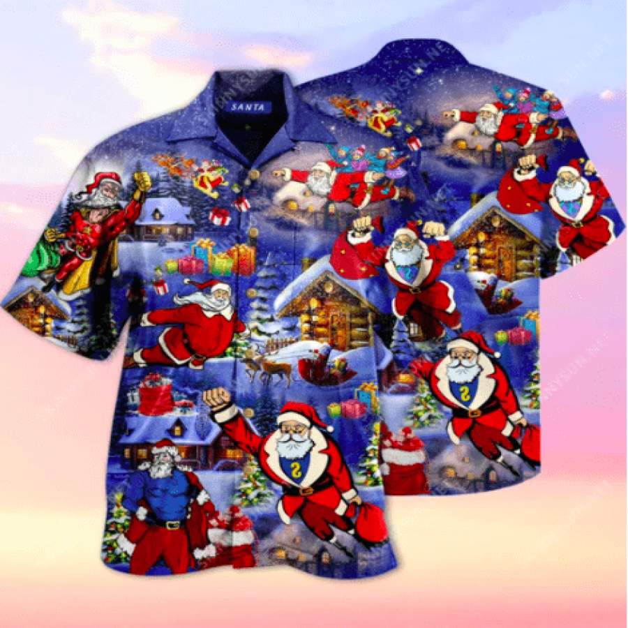 Santa Claus Super Man Hawaii Aloha Shirts Ha109764