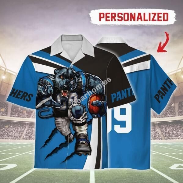 Personalized Name And Number Carolina Panthers Football Team Unisex Hawaiian Shirt