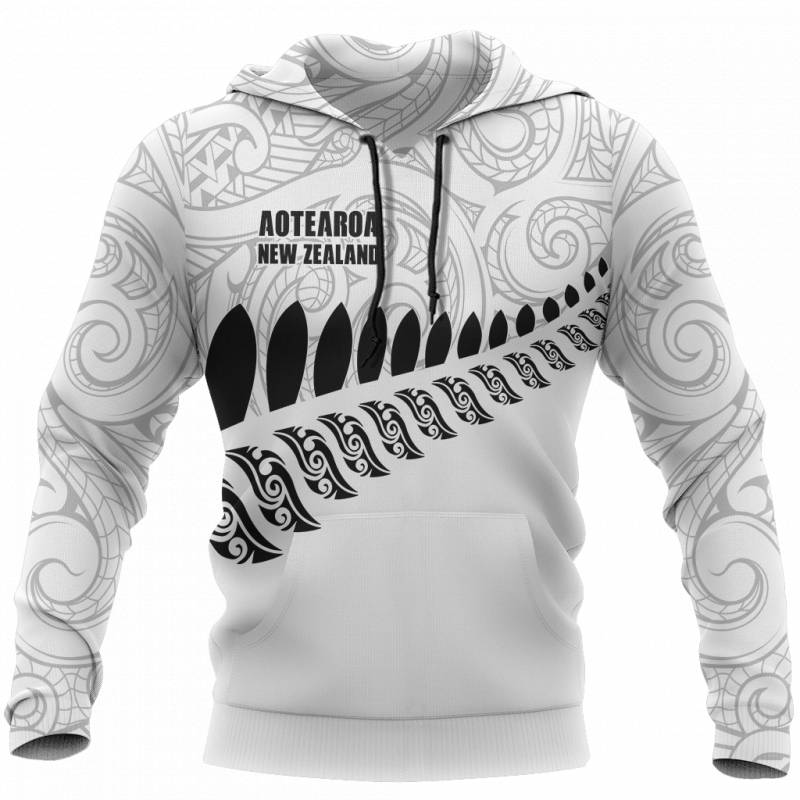 New Zealand Aotearoa Pullover Hoodie White Ver HC1003