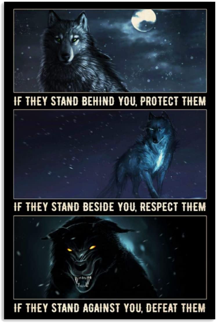 Poster Wolf Night Snow Moon If They Stand Behind You Protect Them If ...