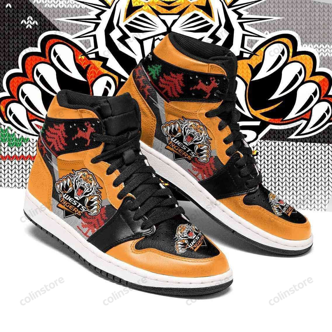 Christmas Wests Tigers Nrl Football Air Jordan 1 Sport Custom Sneakers