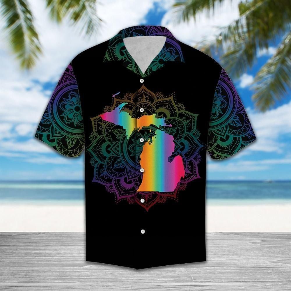 Awesome Michigan Aloha Hawaiian Shirt Colorful Short Sleeve Summer Beach Casual Shirt For Men And Women