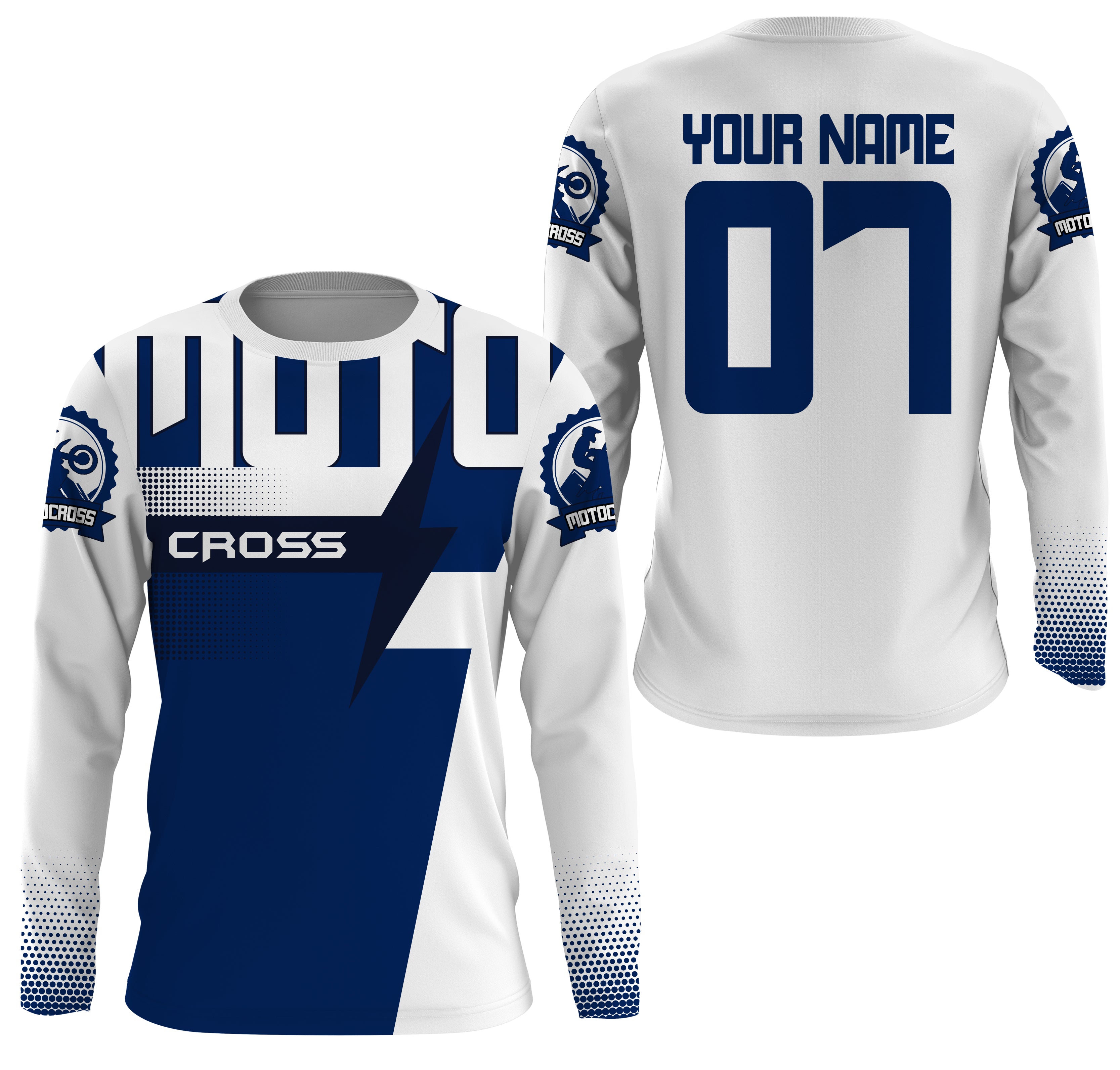 Custom Motocross Jersey Blue Upf30+ Men Women Kid Dirt Bike Racing Offroad Motorcycle Long Sleeve Nms1000