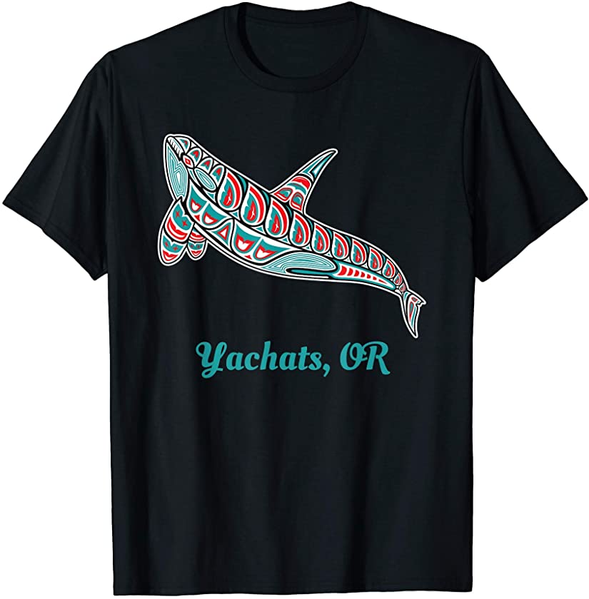 Yachats, Oregon Upward Orca Killer Whale Native American T-Shirt