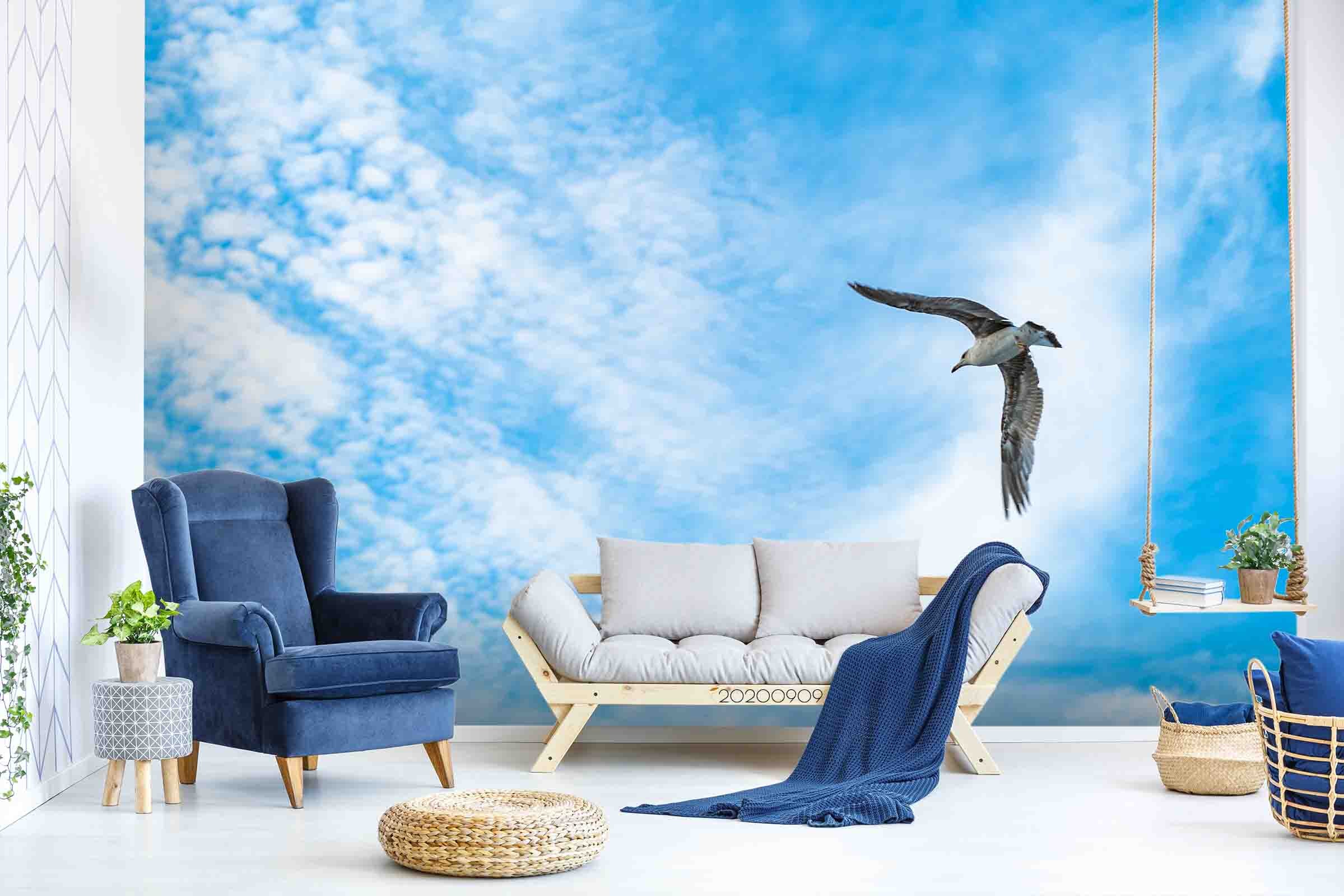 3D Blue Sky Bird Animal Scenery Wall Mural Wallpaper Lxl 376