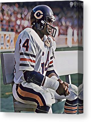 Walter Payton Chicago Bears Abstract Art 1000 Joe Hamilton Canvas Print