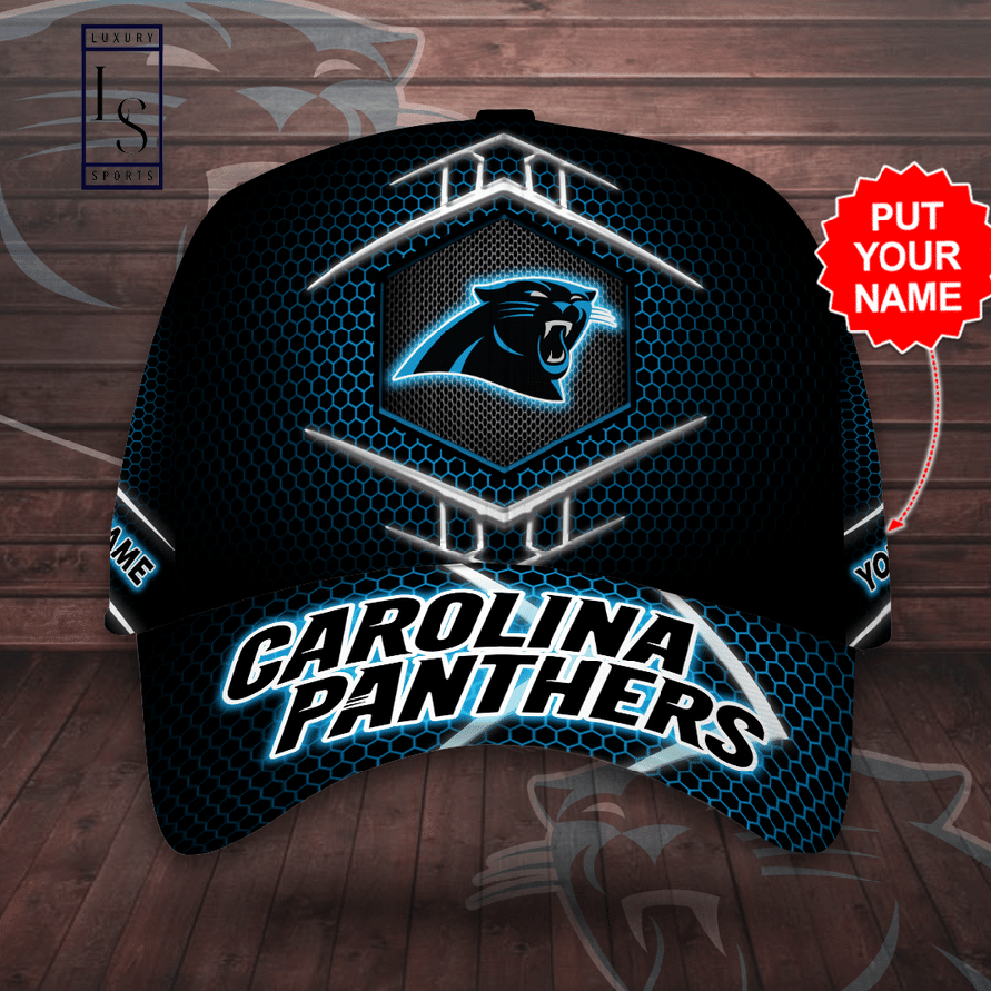 Carolina Panthers Beehive Hexagon Pattern Customized Baseball Classic Cap