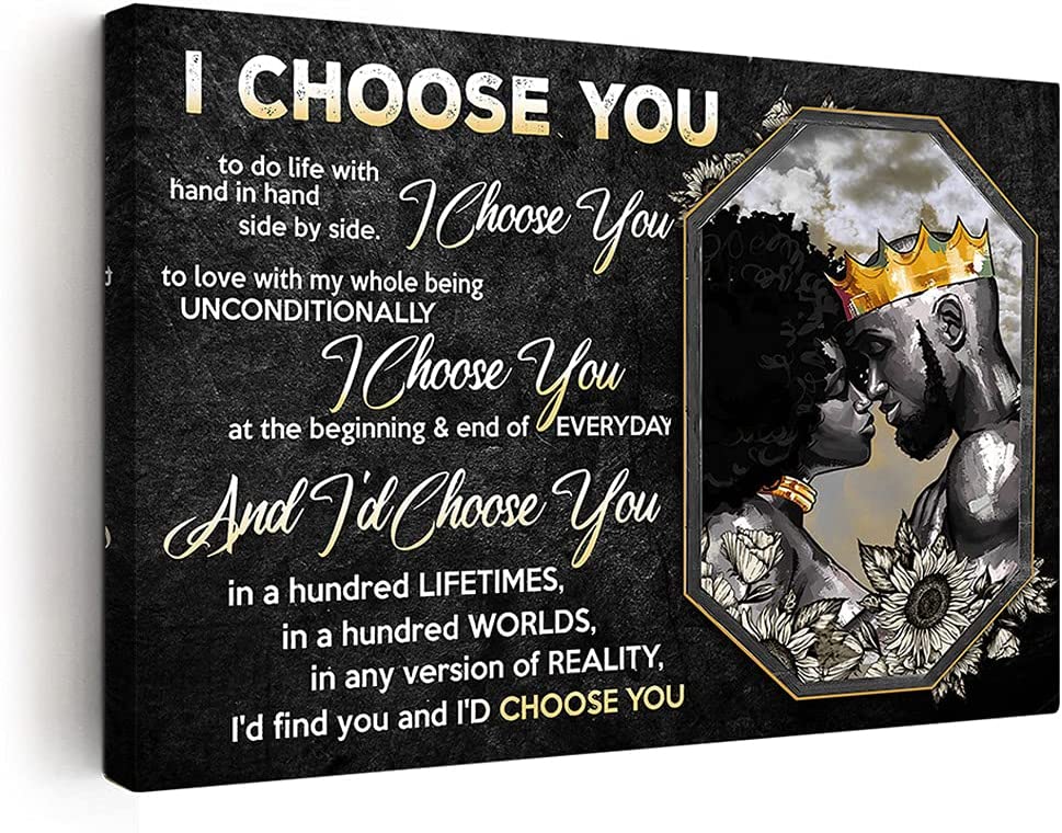 African American Wall Art Black King And Queen Wall Art Black Couple I Choose You Poster Black Couple Wall Decor Afro Black Couple Wall Art