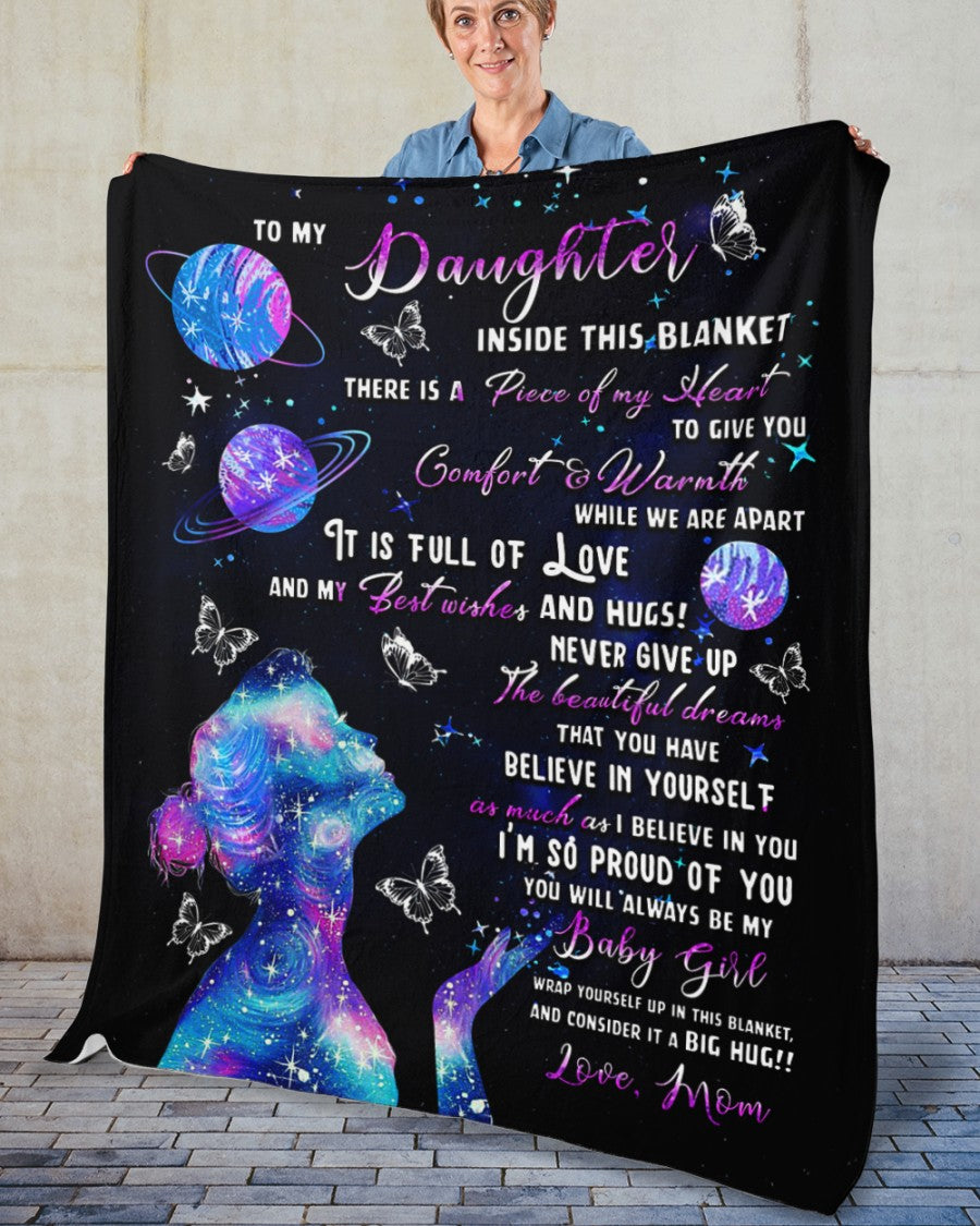 The Universe Butterfly To My Daughter Inside This Blanket Gift For Daughter From Mom Birthday Gift Home Decor Bedding Couch Sofa Soft And Comfy Cozy