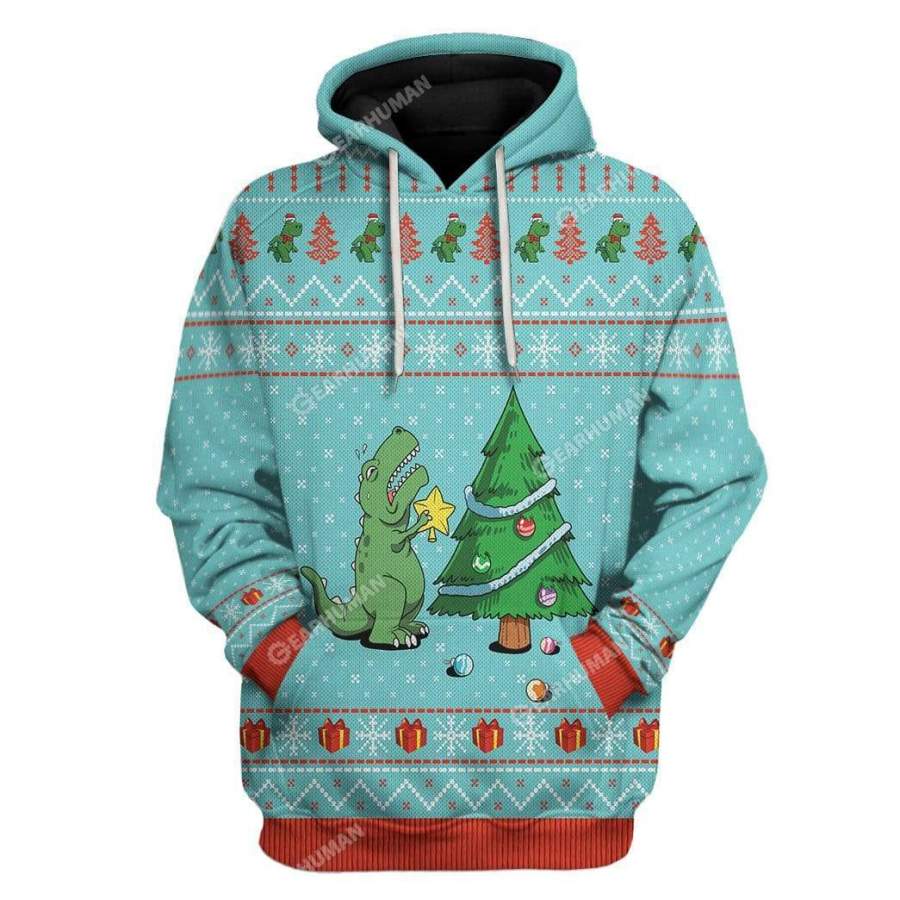 Ugly Christmas Dinosaur Custom T-shirt – Hoodies Apparel