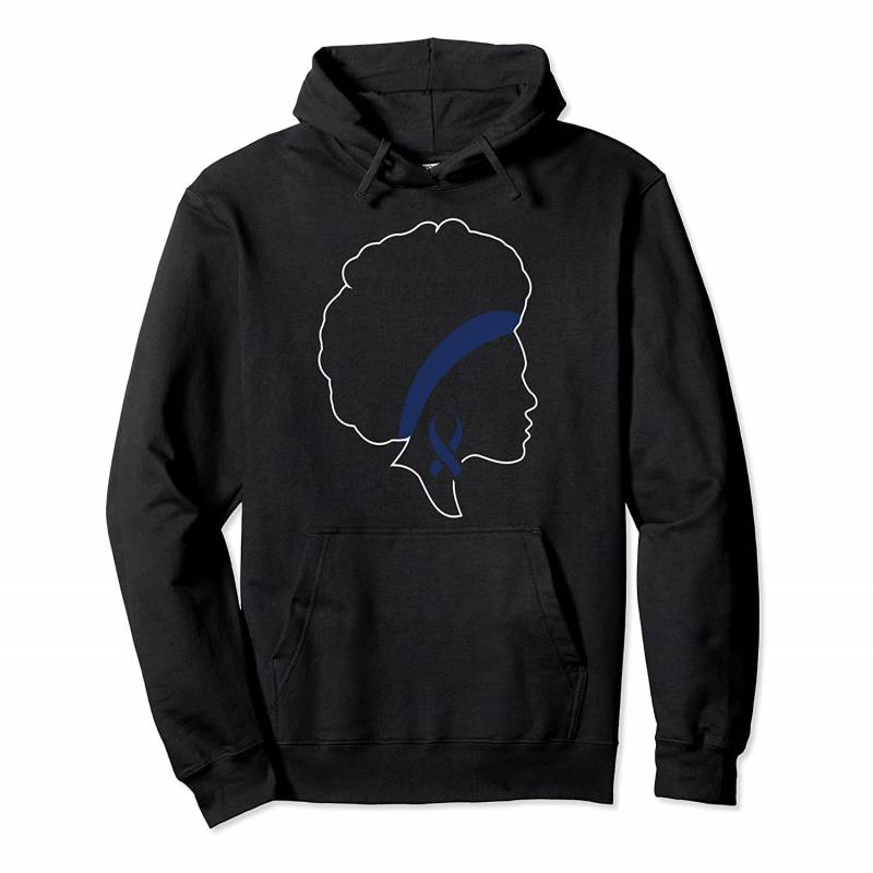 African Afro Woman Colon Cancer Awareness Ribbon Gifts Pullover Hoodie