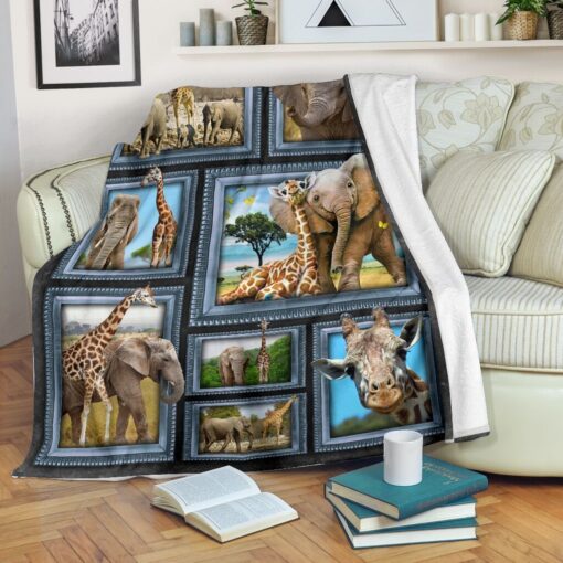 3D Wild Animals Elephant Giraffe  Soft Cozy Lightweight Premium Blanket