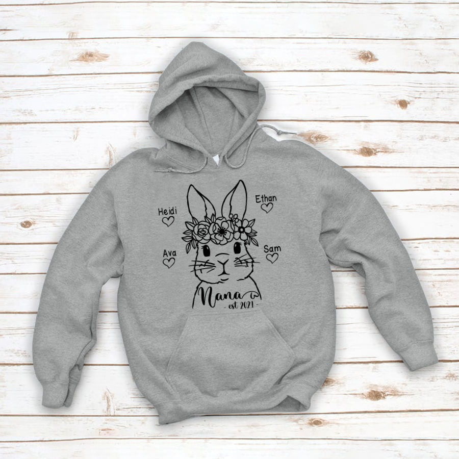 Personalized Nana Est Bunny Flower Easter Hoodie