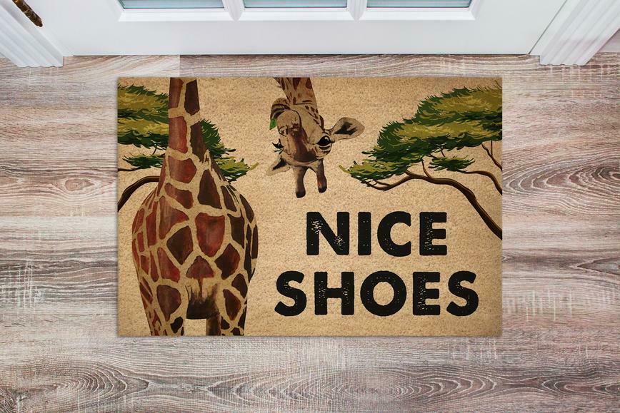 Funny Giraffe Nice Shoes Easy Clean Welcome Doormat | Felt And Rubber | Do3375