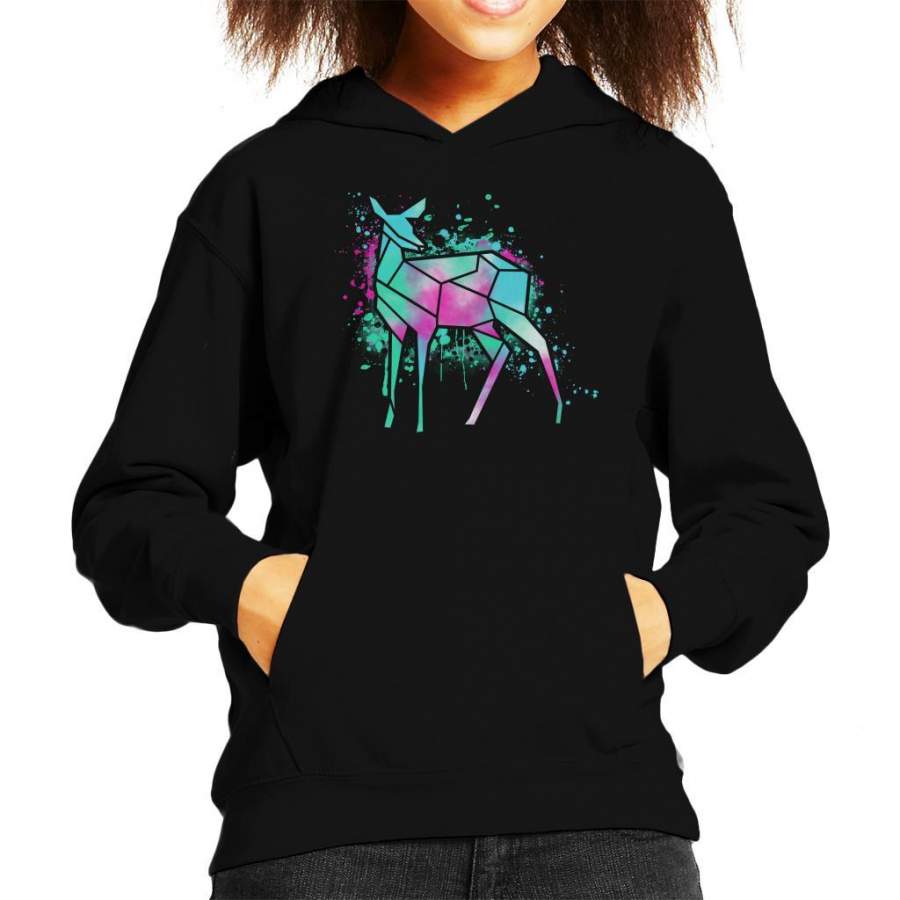 Neon Deer Kid’s Hooded Sweatshirt