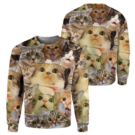 Amazing Cat All Over Print Unisex Sweatshirt For Cat Lovers