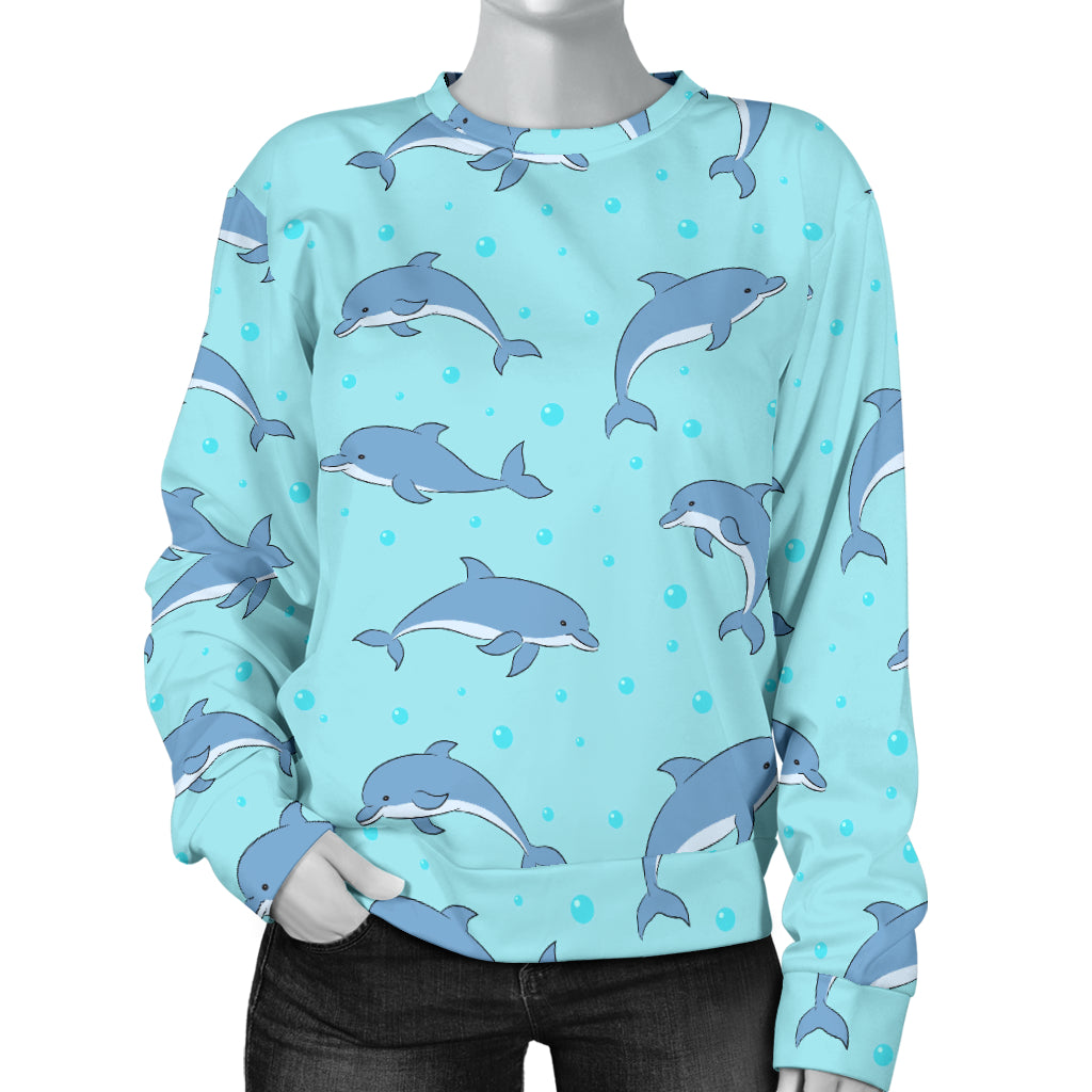 Dolphin Baby Cute Print Pattern Women Long Sleeve Sweatshirt