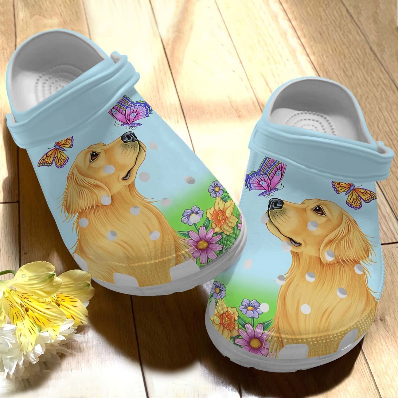 Golden Retriever Personalized Clog, Custom Name, Text, Color, Number Fashion Style For Women, Men, Kid, Print 3D