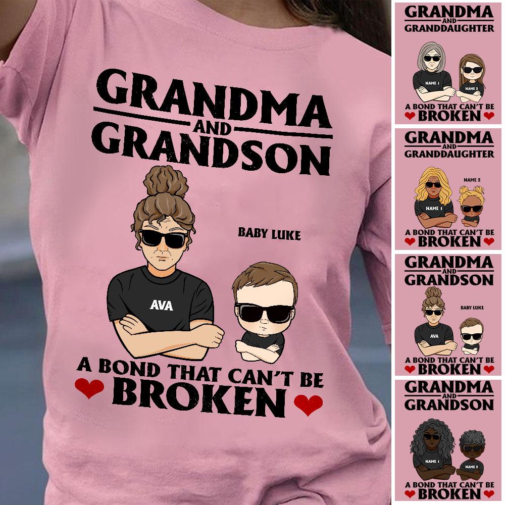 Grandma And Grandson, Granddaughter A Bond That Can’T Be Broken, Family Custom Shirt, Gift For Grandma