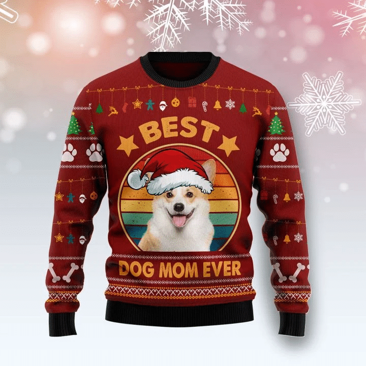 WELSH CORGI BEST DOG MOM UGLY CHRISTMAS SWEATER