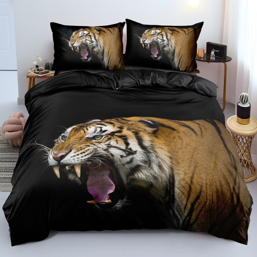 3D Digital Walking Tiger Duvet Cover Set Soft Cover Set Twin Queen King Size Bedding Set