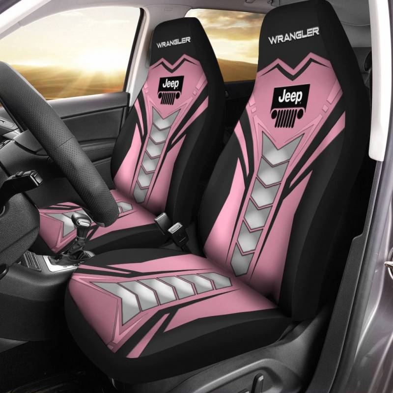 JEEP WRANGLER TDV Car Seat Cover (Set of 2) Ver 2 (Black-Pink)