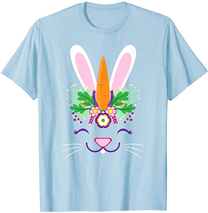 Cute Unicorn Rabbit Easter Day Girls Easter Bunny Carrot T-Shirt