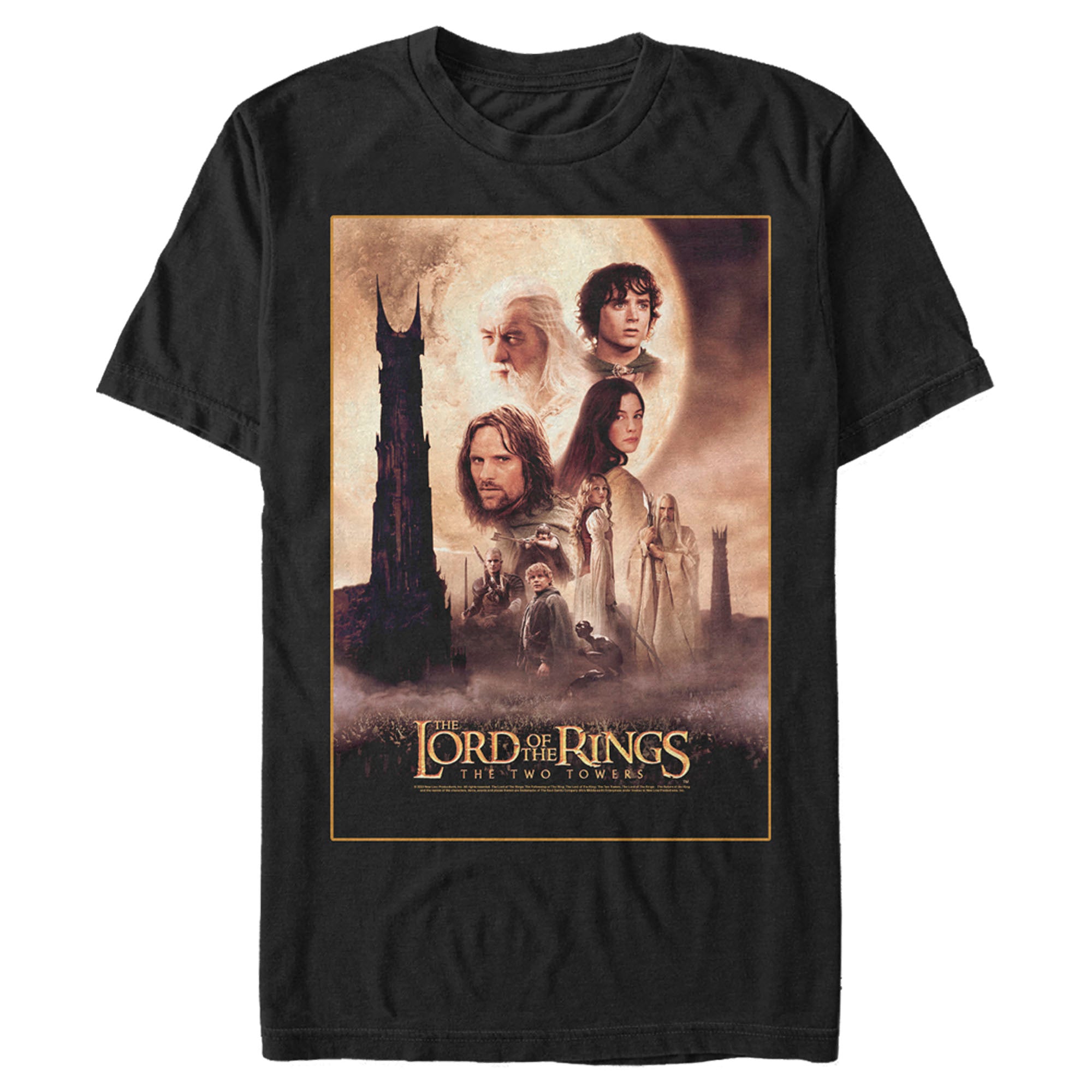 The Lord Of The Rings Men’S Two Towers Movie Poster  T-Shirt