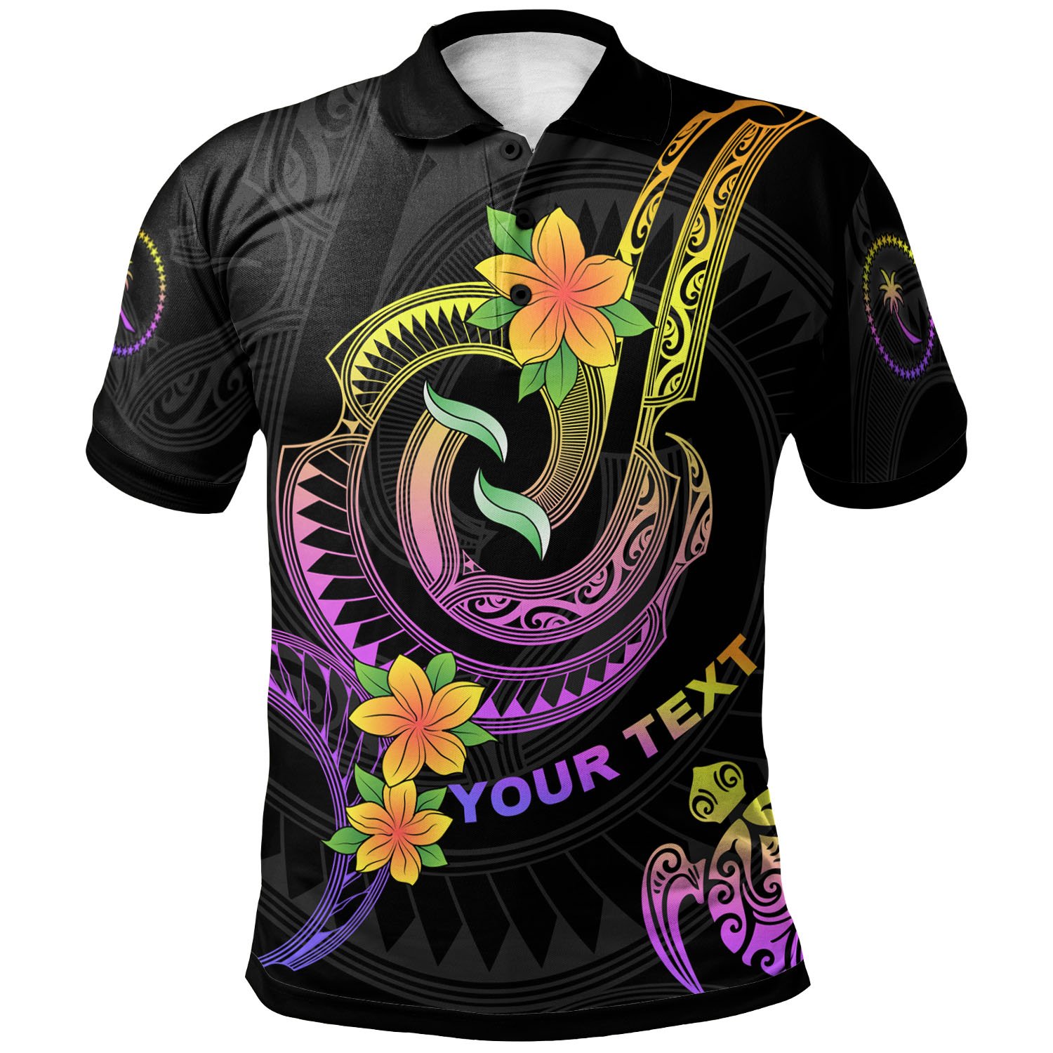 Chuuk Custom Personalised Polo shirt – Plumeria Flowers with Spiral Patterns – BN26