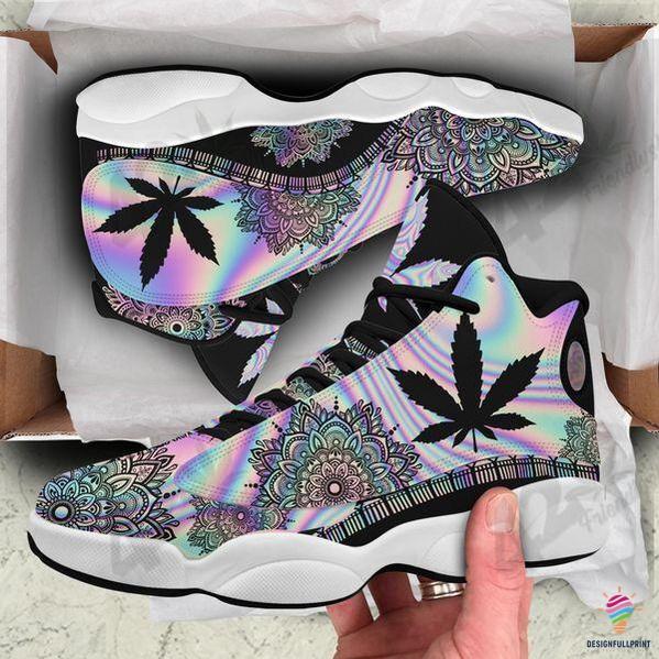 420 Day Gift For Hippie Hologram Pot Leaf Jd 13 Shoes Hg