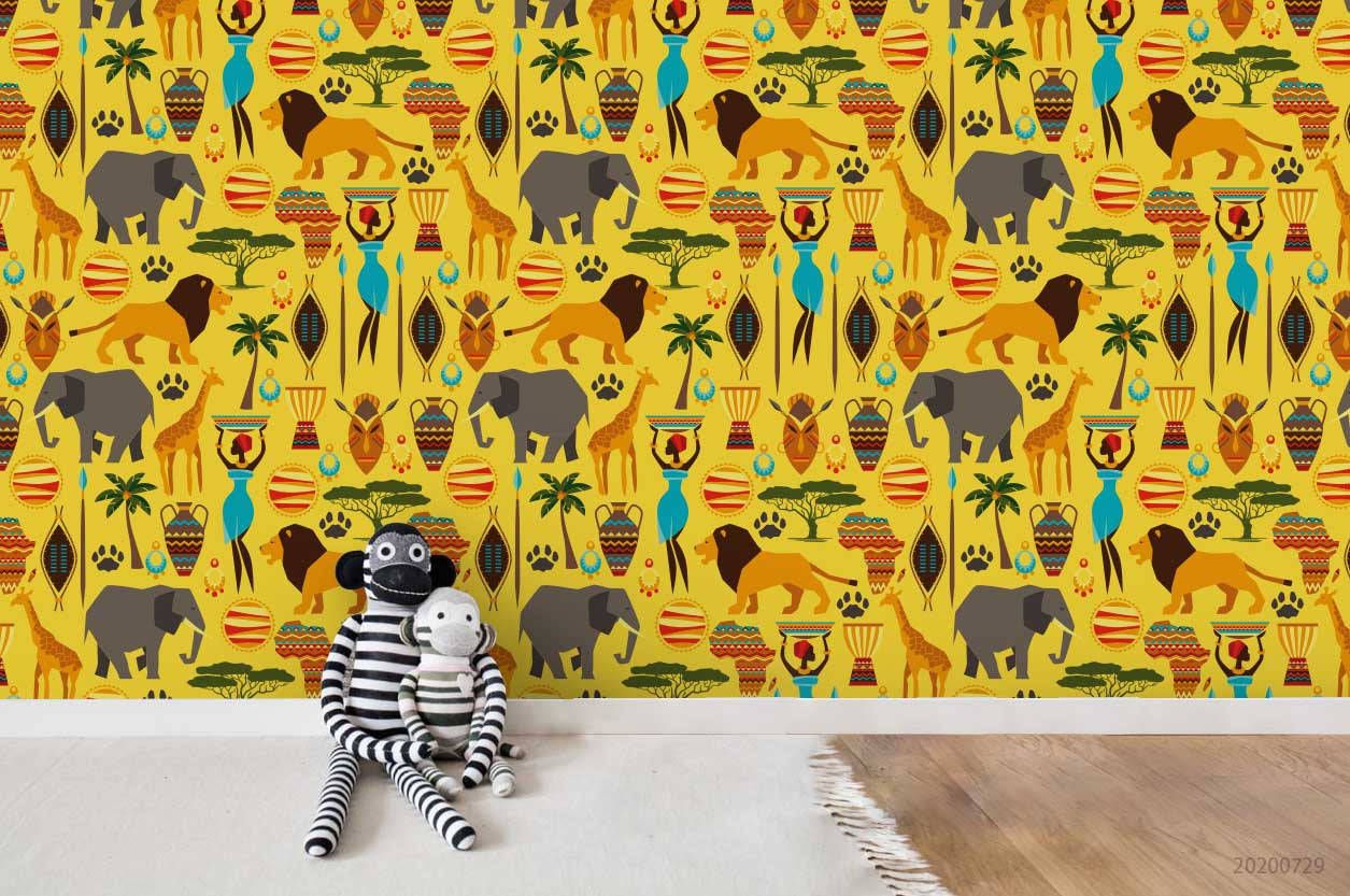 3D  Luxurious Cartoon Animal Pattern Wall Mural Wallpaper Lxl 608