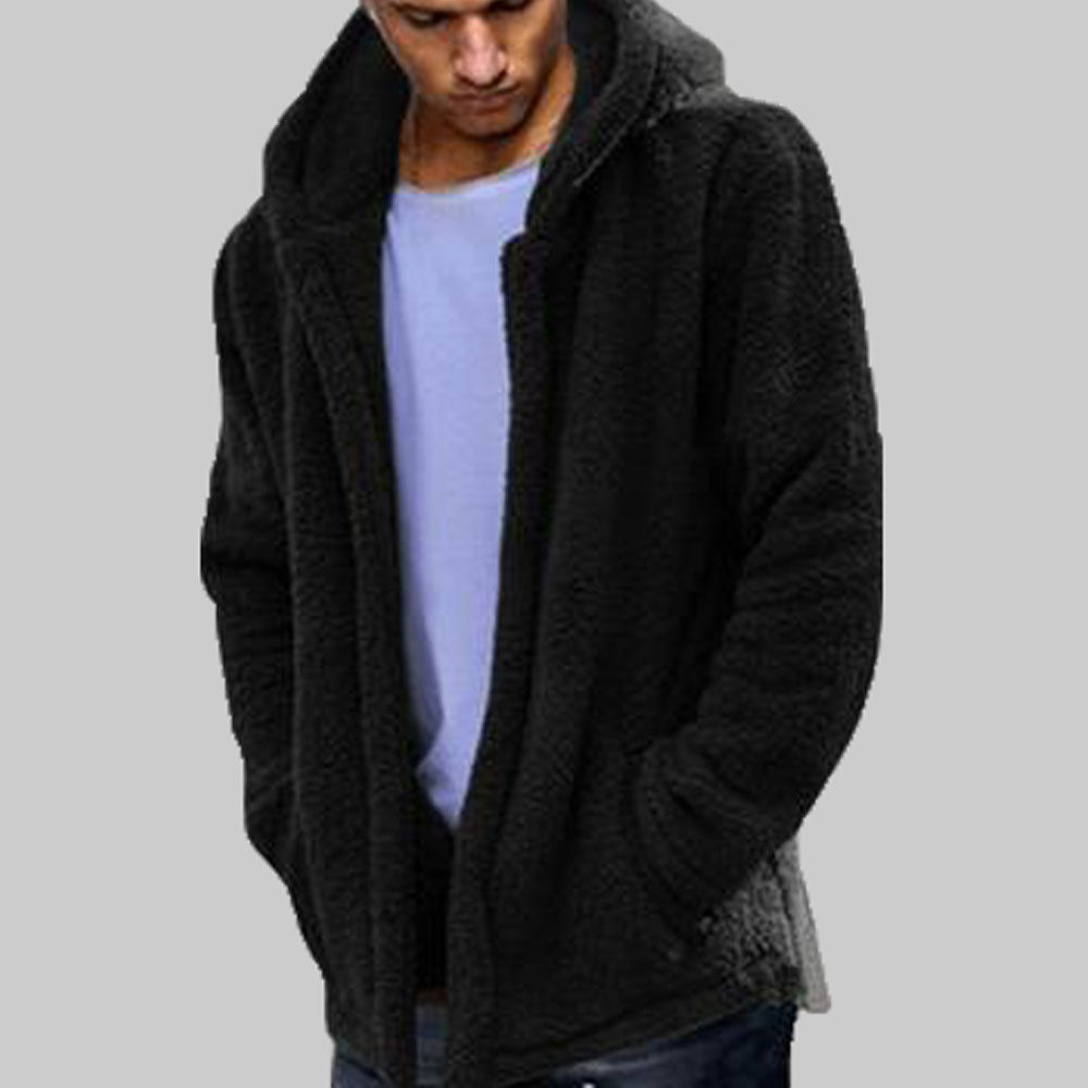 Winter Warm Men Winter Thick Hoodies Tops Fluffy Fleece Fur Jacket Hooded Coat Outerwear Long Sleeve Cardigans alx