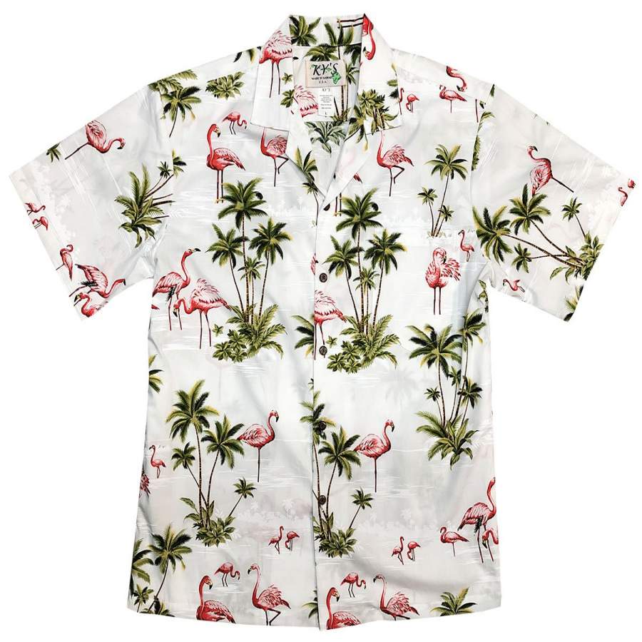 Flamingo Island White Hawaii Shirt Ha86163