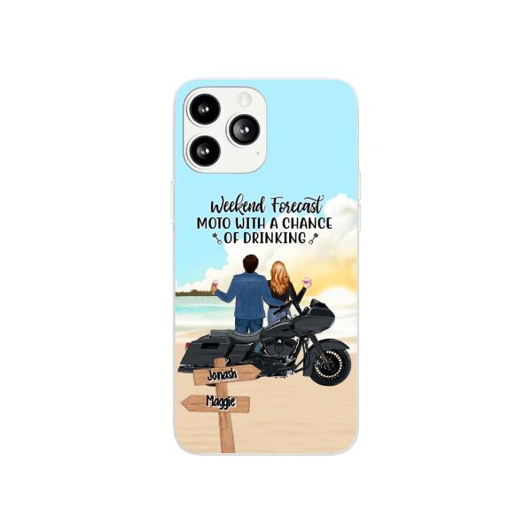 No Road Is Too Long When We Are Riding Together – Personalized Phone Case For Couples, Motorcycle Lovers