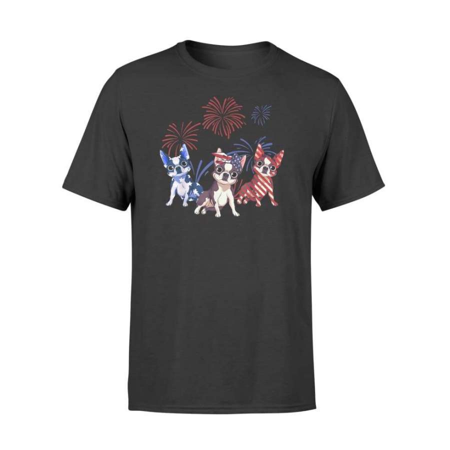 Red White Blue Boston Terrier USA Flag 4th Of July – Standard T-shirt