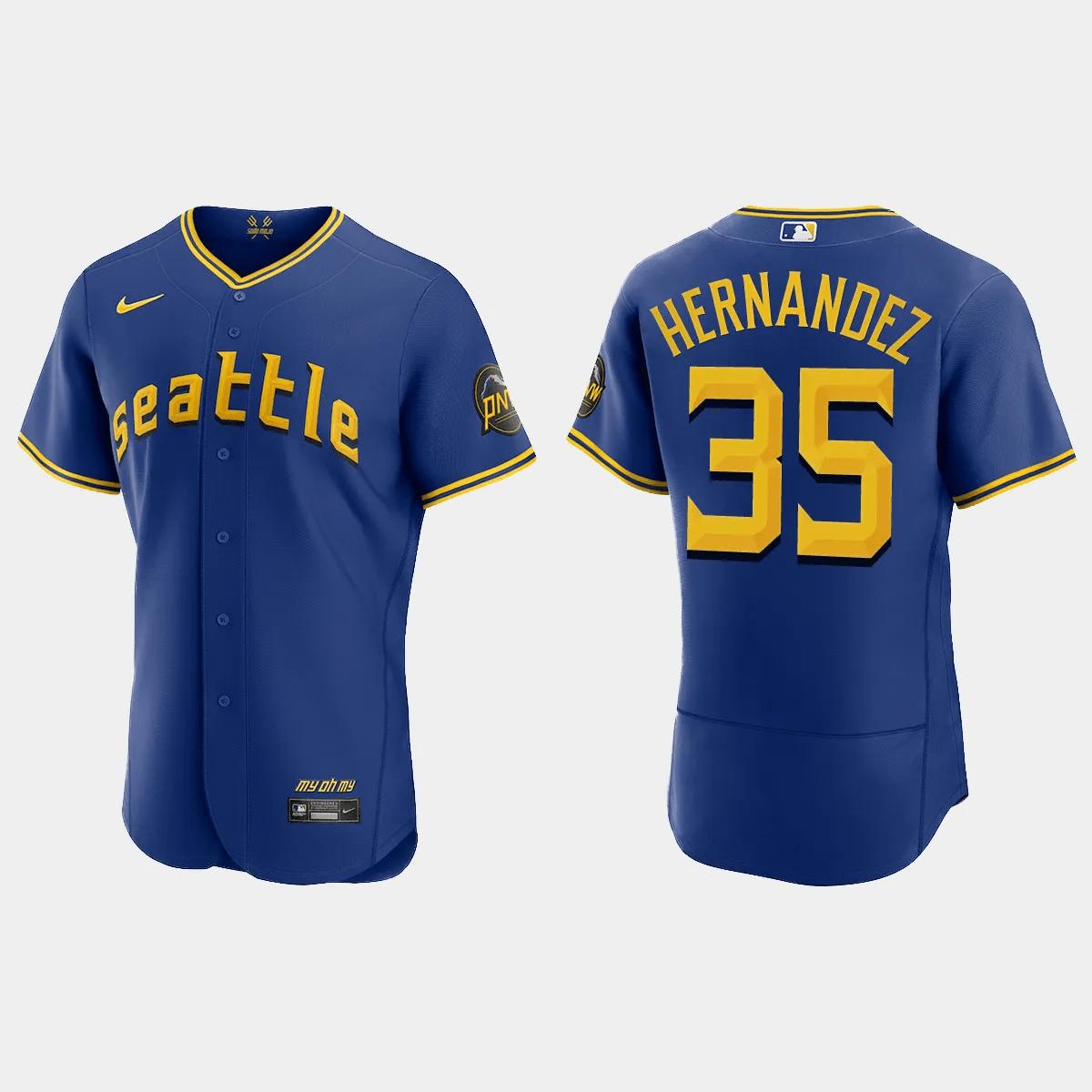 Teoscar Hernandez 35 Seattle Mariners 2023 City Connect Elite Jersey – Royal