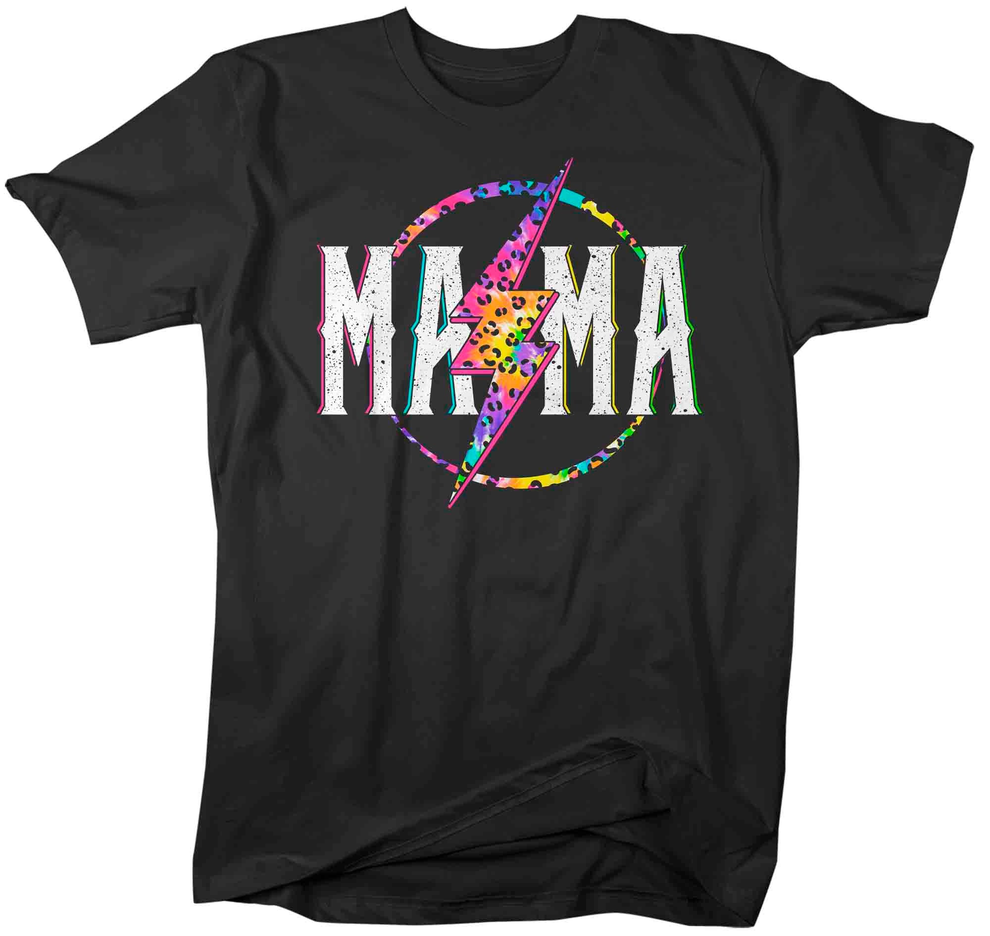 Unisex Mama Shirt Retro Mom T Shirt Leopard Mama Tshirt Mother’S Day Lightning Rocker Rock Star Tee Men’S Soft Cotton Gift Idea